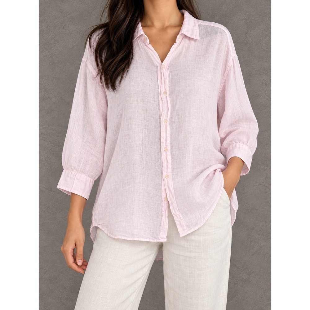 CP Shades Linen Button Down Shirt Womens XS Pink Oversized Tunic Coastal Relaxed